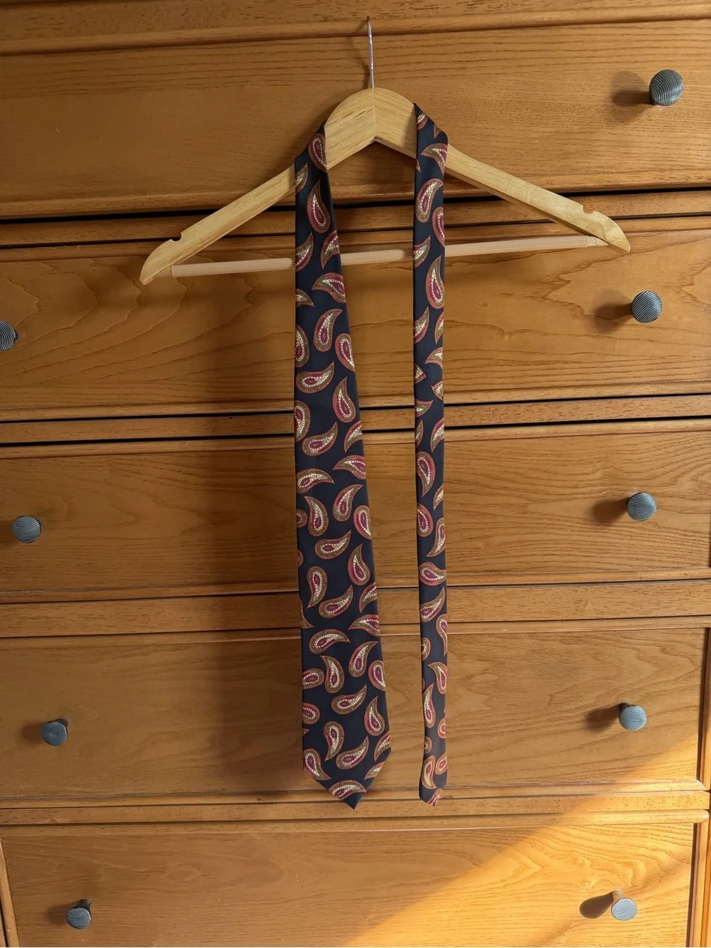 Britches of Georgetown Black Paisley Silk Tie with Red and Gold Accents